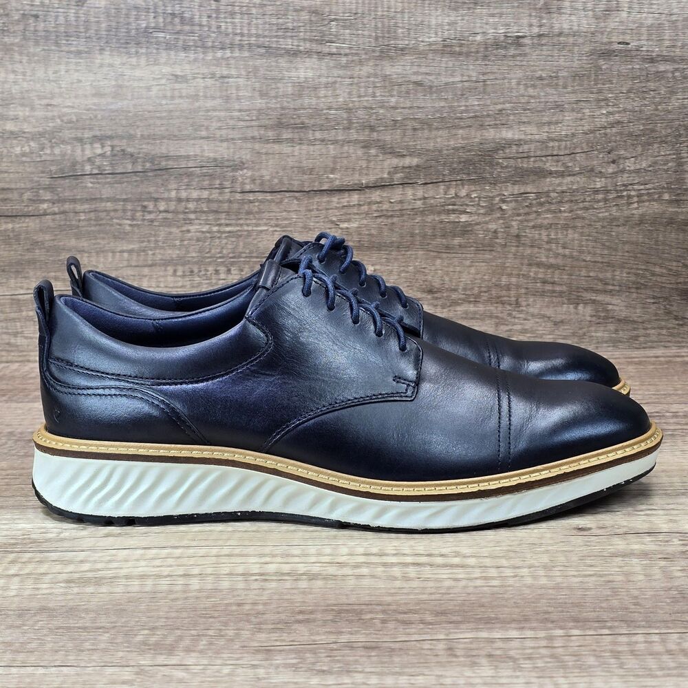 ECCO ST.1 Hybrid Derby Men's Size EU 44 US 10-10.5 Navy Blue Leather Dress Shoes